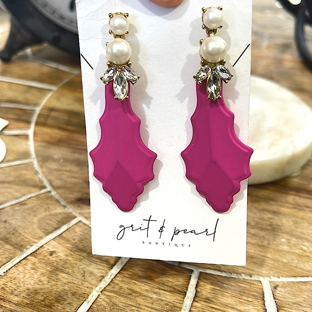 Pink Pearl tassel earrings